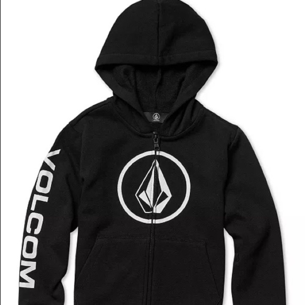 Volcom Big Boys Stone Black Zip-Front Hoodie XL 14 $50
